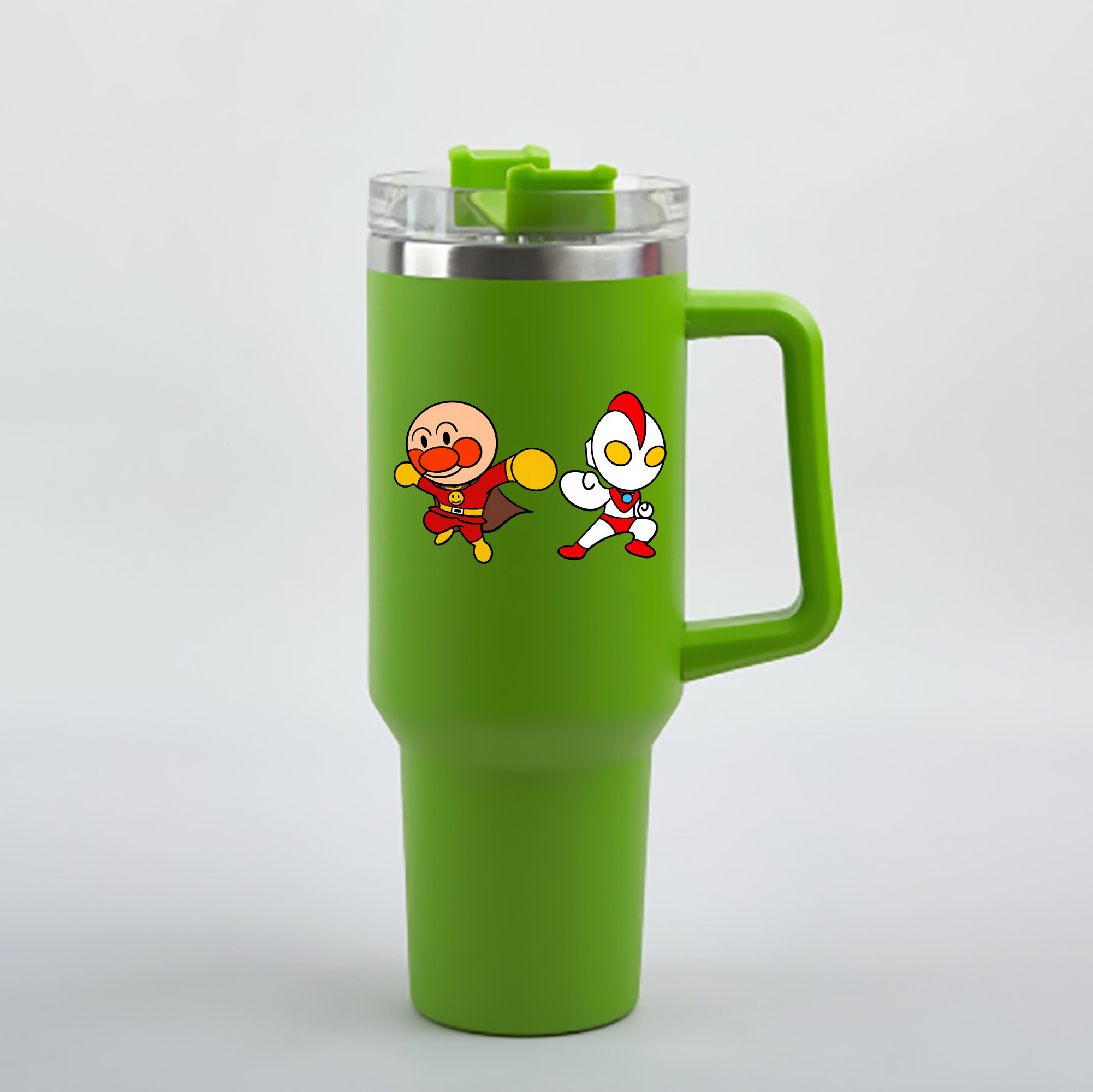 （画像用） アンパンマン Anpanman 1200mL車用タンブラー - クリスタルステッカー（プラスチックストロー付き）